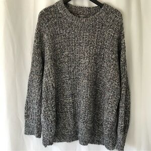 Aerie Oversized Knit Chunky Crew Neck Split Hem Confetti Sweater Sz large